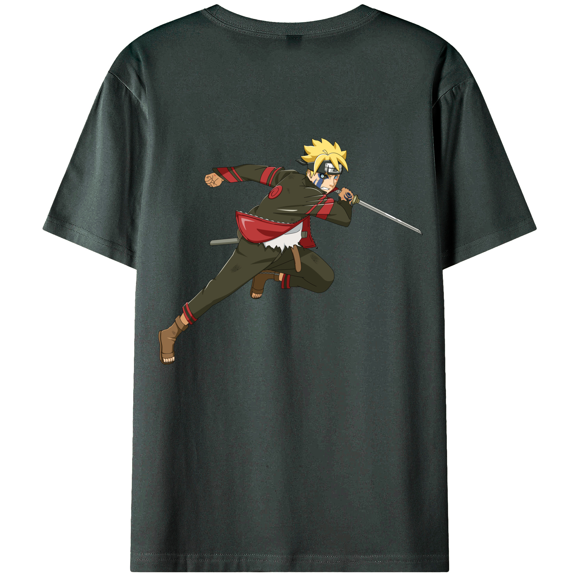 （画像用） NARUTO -ナルト- うずまき ボルト Uzumaki Boruto 綿100％ メンズ半袖Tシャツ（バックプリント） 通気性